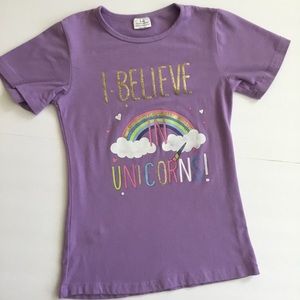 Girl’s Unicorn T-Shirt Short Sleeve Purple Size XXXL